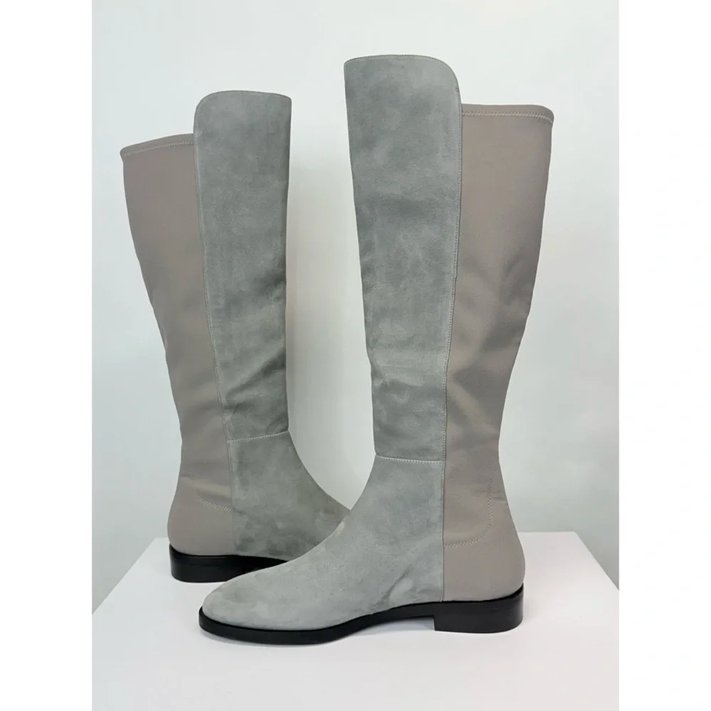 New Stuart Weitzman Keelan City Suede Knee High Boot In Grey Sz 10.5